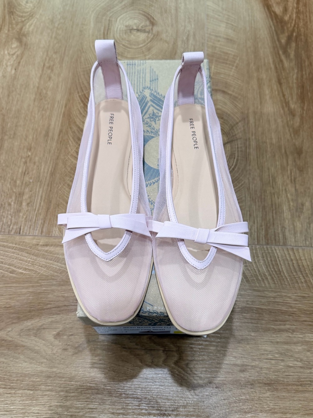 Free People Light Pink Mesh Bow Ballet Flats